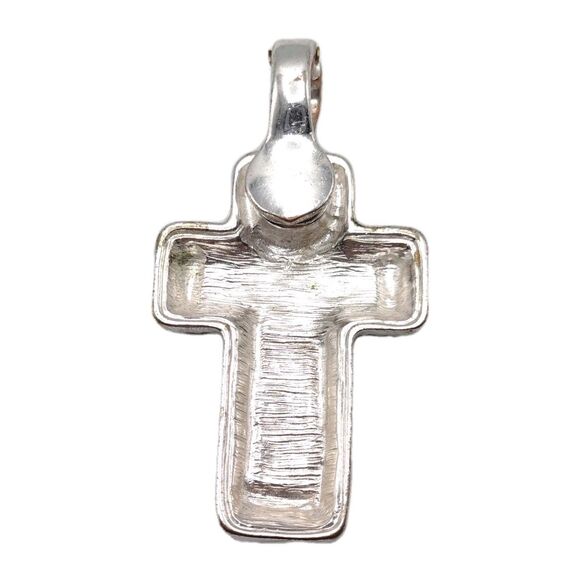 Gorgeous Silver Stainless Black Enameled Southwestern Filigree Cross Pendant 21g - Picture 3 of 6